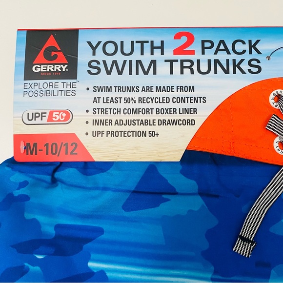 Gerry Boys Youth 2-pack UPF 50+ Swim Trunks Sizes S-7/8, M-10/12, NWT. - Picture 3 of 6